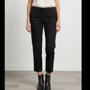 All Saints Black Wool Blend Flat Front Straight Leg Trousers Cropped Size 6